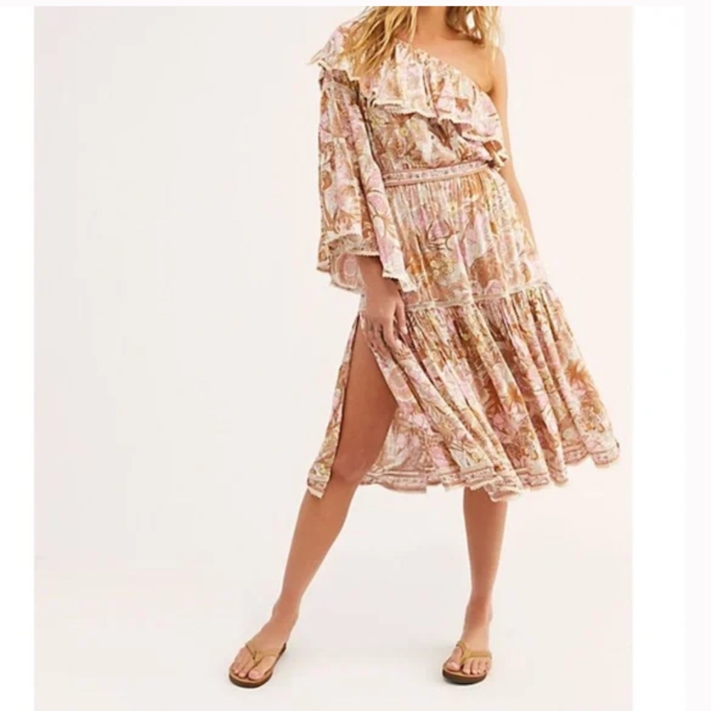 SPELL "Jungle" One-Shoulder Floral Print Midi Dress EUC/sz: XS